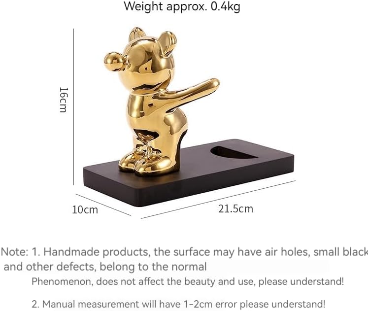 Decorative Wine Bottle Holder Stand, Gold and Silver Bear Figurines, 8.5 x 4 x 6.3 Inches, Set of 2,small wine rack,wine racks countertop,wine decor,gold wine rack,gift for wine lover,liquor display.