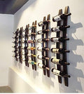 Wall Mounted Wine Rack, Barrel Stave Wine Rack, Imported Pine Wood and Metal Wine Bottle Holder Rack - 6 Bottles 40x7.6inch (Red Wine Color)