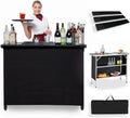 Professional Grade Outdoor Portable Bar Station with Black Skirt - Mobile Travel Table Set - Bartender Folding Stand Alone Counter Table