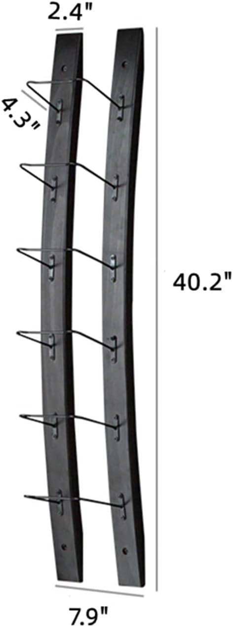 Wall Mounted Wine Rack, Barrel Stave Wine Rack, Imported Pine Wood and Metal Wine Bottle Holder Rack - 6 Bottles 40x7.6inch (Red Wine Color)