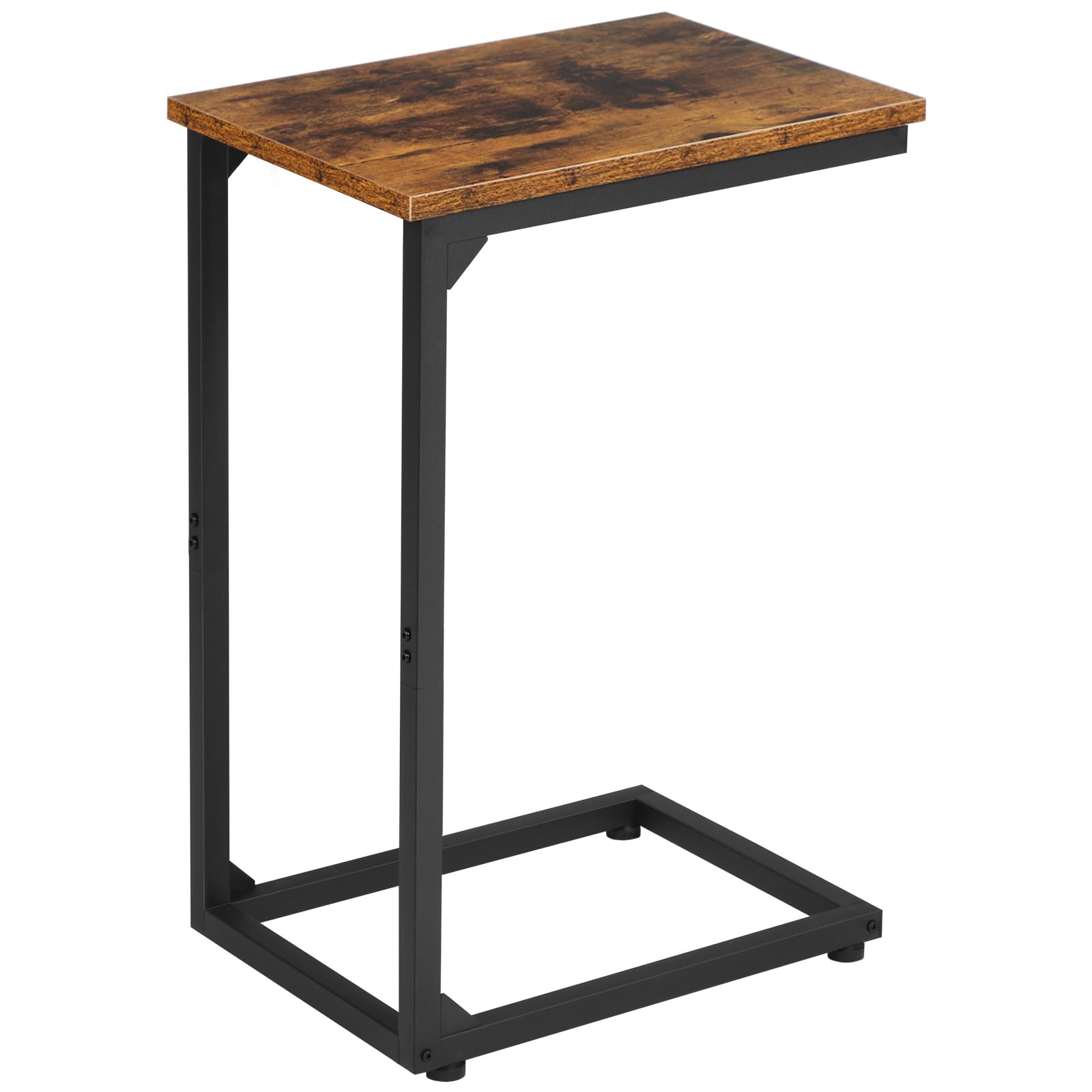 AMHANCIBLE C Shaped Side Table, End Tables Living Room Set of 2, Slide Under Couch Table for Sofa, TV Trays for Bedroom, Small Space, Rustic Brown HET02CBR