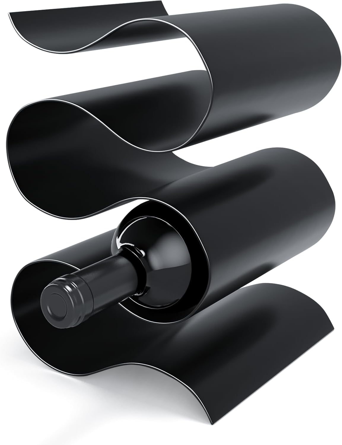 Black Wine Rack Countertop, Modern Metal Wine Rack for Inside Cabinet, Minimalist Small Wine Holder Tabletop, 5 Bottle Wine Display Stand for Wine Storage Organizer Home Kitchen Bar (Black)