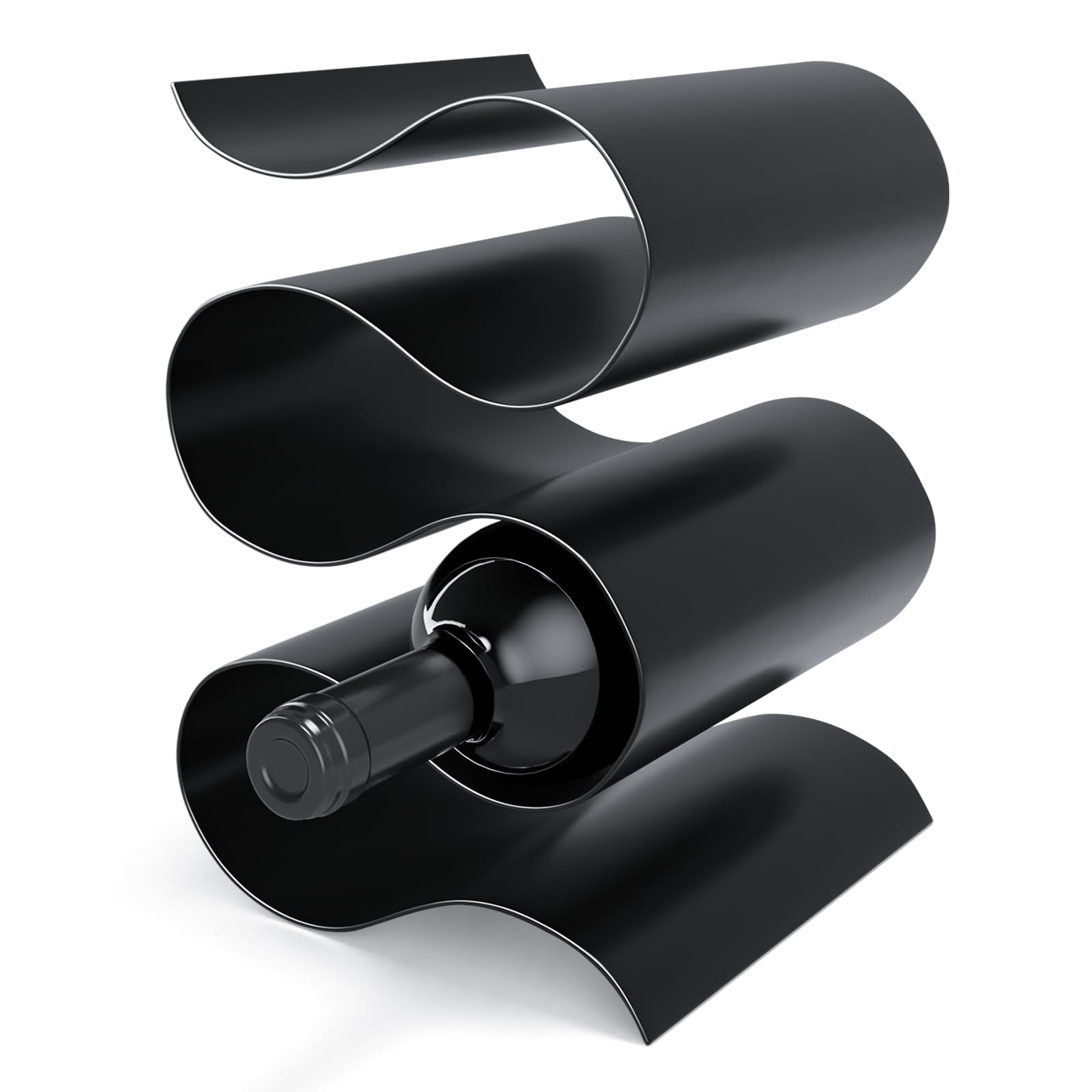 Black Wine Rack Countertop, Modern Metal Wine Rack for Inside Cabinet, Minimalist Small Wine Holder Tabletop, 5 Bottle Wine Display Stand for Wine Storage Organizer Home Kitchen Bar (Black)