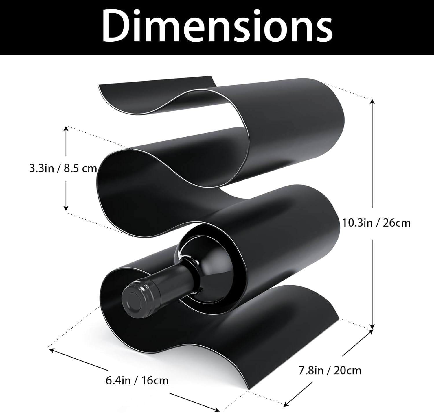 Black Wine Rack Countertop, Modern Metal Wine Rack for Inside Cabinet, Minimalist Small Wine Holder Tabletop, 5 Bottle Wine Display Stand for Wine Storage Organizer Home Kitchen Bar (Black)