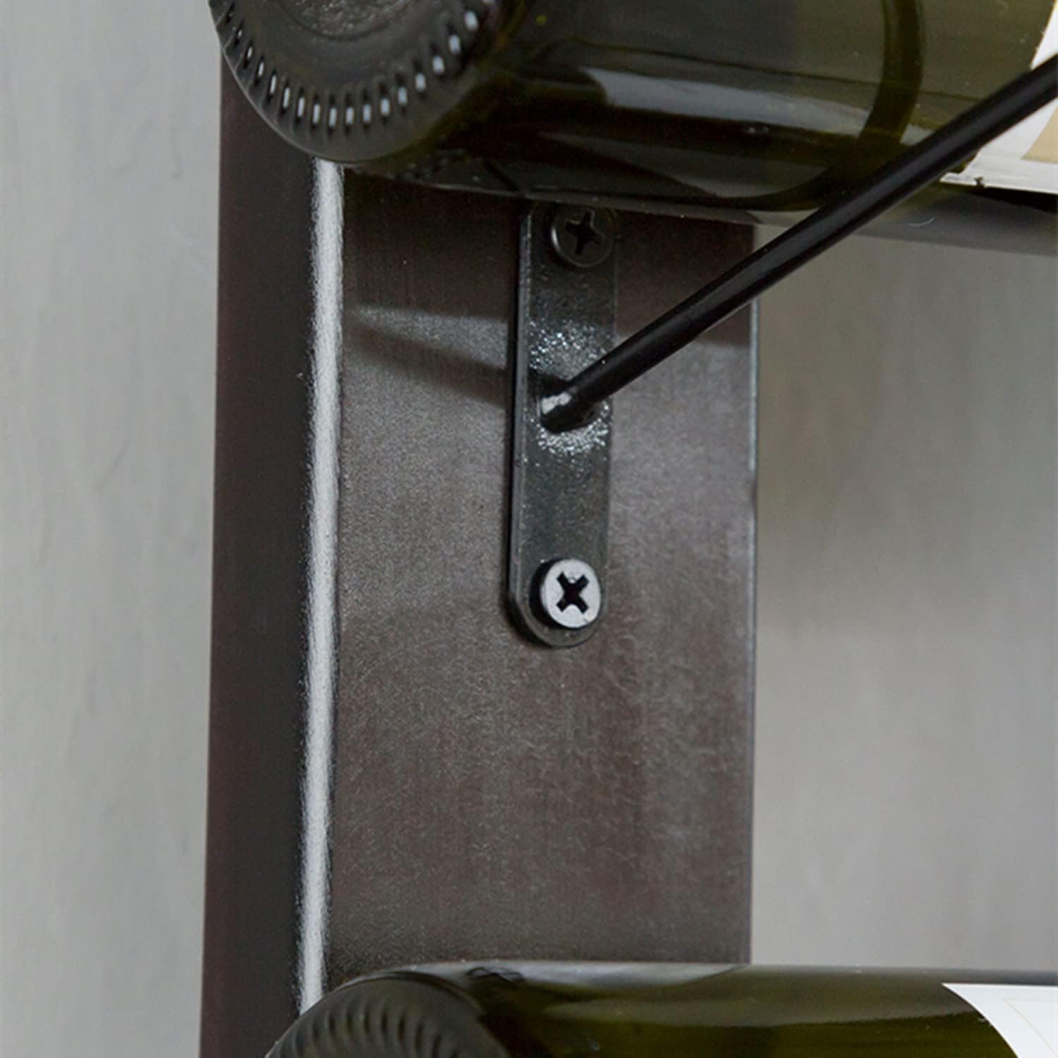 Wall Mounted Wine Rack, Barrel Stave Wine Rack, Imported Pine Wood and Metal Wine Bottle Holder Rack - 6 Bottles 40x7.6inch (Red Wine Color)