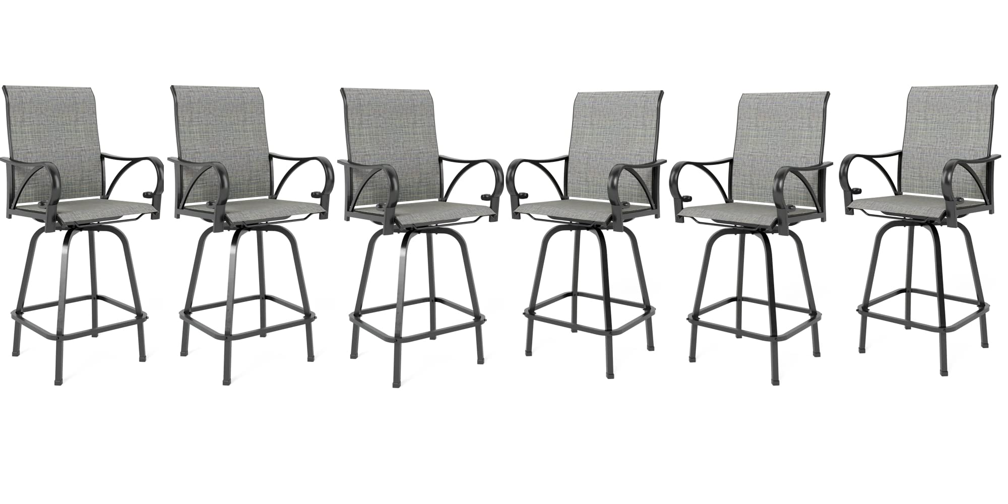 MFSTUDIO Outdoor Bar Stools Set of 4, Swivel Bar Height Patio Chairs Outdoor Barstools High Top Patio Swivel Bar Chairs, Breathable Textilene