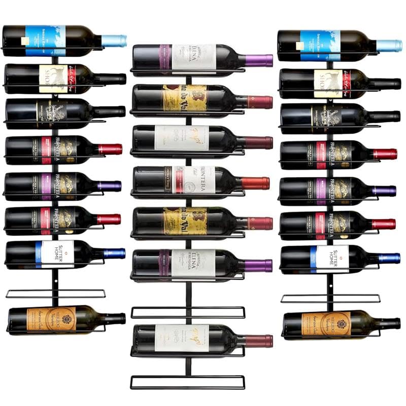 Sorbus Wall Mount Wine Rack – Holds 9 Bottles – Black Metal Wine Bottle Holder for Wall, Modern Wine Rack for Home Bar, Kitchen