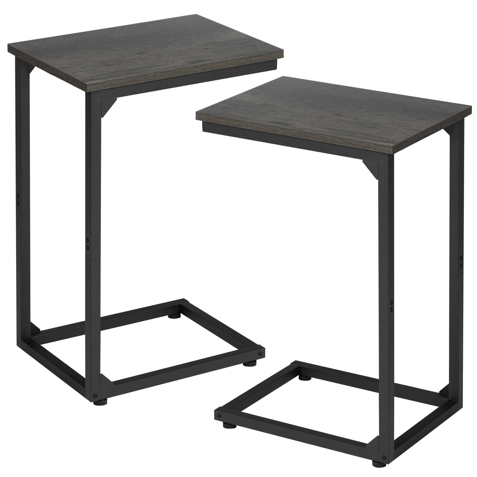 AMHANCIBLE C Shaped Side Table, End Tables Living Room Set of 2, Slide Under Couch Table for Sofa, TV Trays for Bedroom, Small Space, Rustic Brown HET02CBR