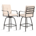Patio Swivel Bar Stools Set of 2, Outdoor Bar Height Swivel Chairs with Cushions for Garden Balcony Backyard, Grey