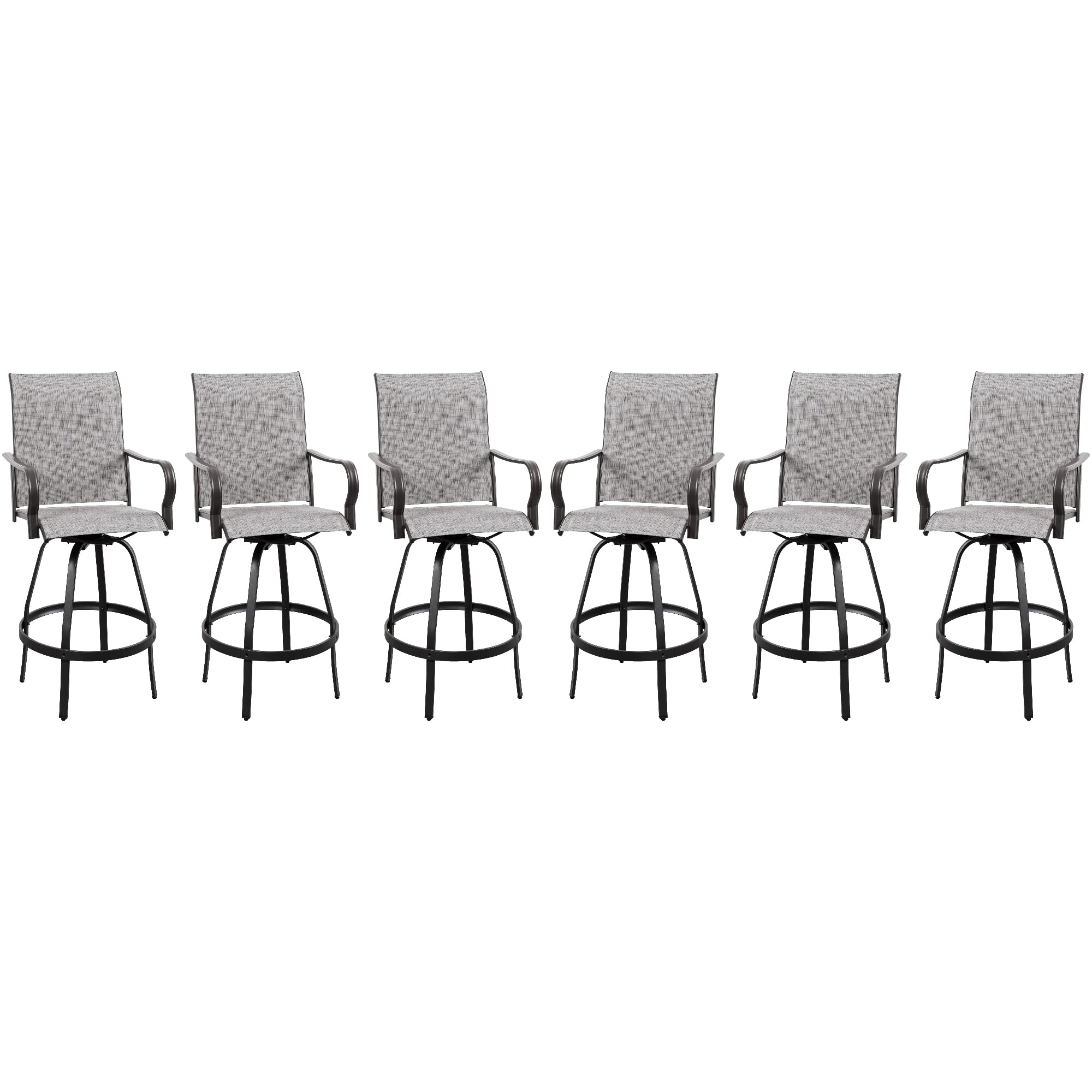 Vongrasig 2 Piece Patio Swivel Bar Chairs, All Weather Metal Textile High Swivel Bar Stools Chairs, Outdoor High Top Bistro Set for Backyard, Lawn Garden, Balcony, Taupe