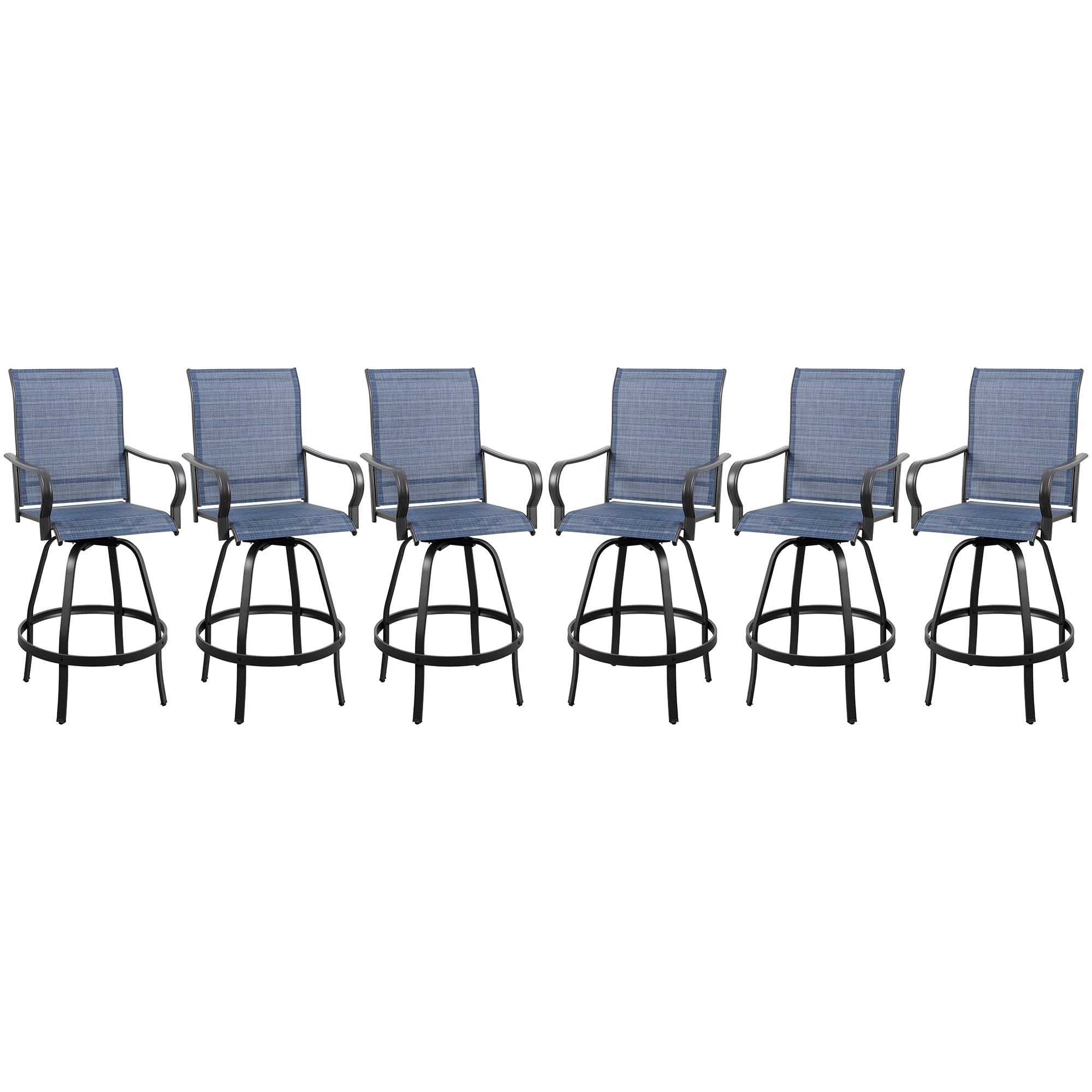 Vongrasig 2 Piece Patio Swivel Bar Chairs, All Weather Metal Textile High Swivel Bar Stools Chairs, Outdoor High Top Bistro Set for Backyard, Lawn Garden, Balcony, Taupe