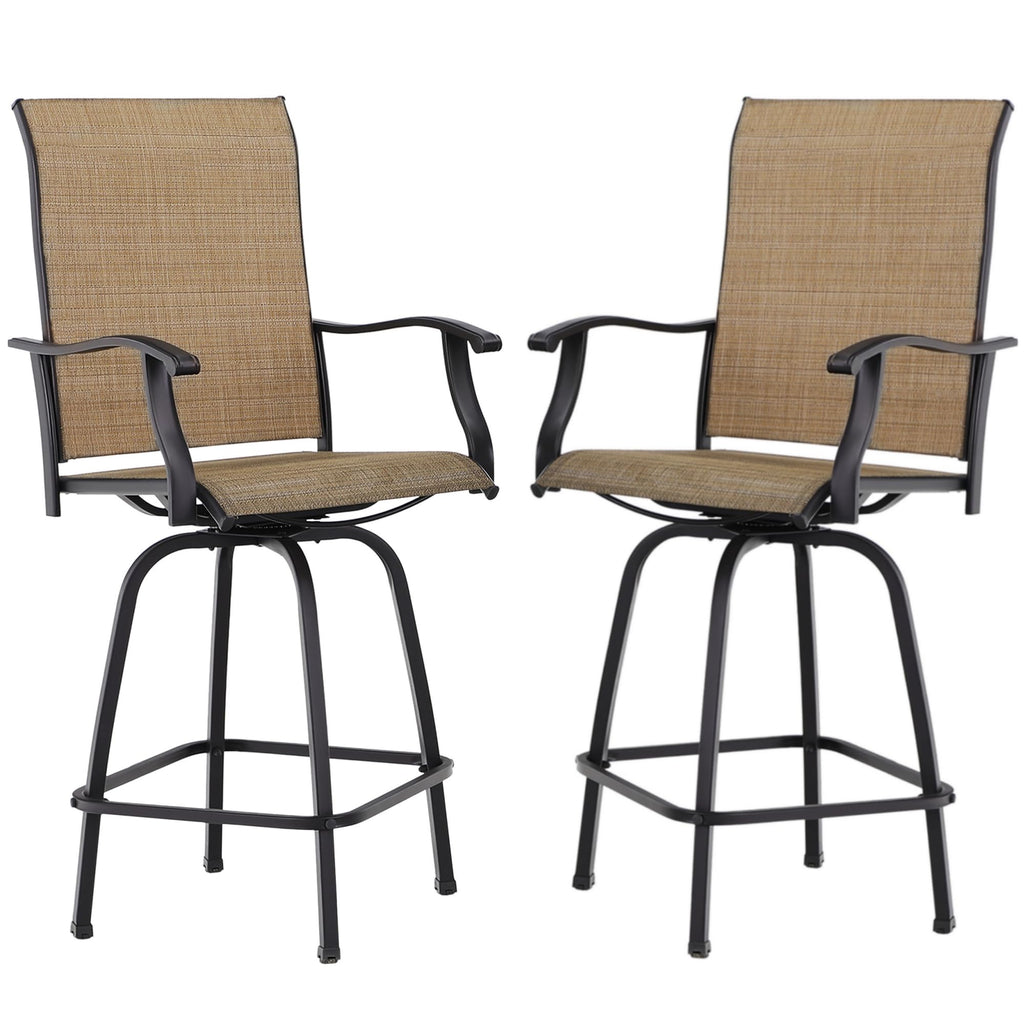MFSTUDIO Outdoor Bar Stools Set of 4, Swivel Bar Height Patio Chairs Outdoor Barstools High Top Patio Swivel Bar Chairs, Breathable Textilene