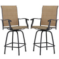 MFSTUDIO Outdoor Bar Stools Set of 4, Swivel Bar Height Patio Chairs Outdoor Barstools High Top Patio Swivel Bar Chairs, Breathable Textilene