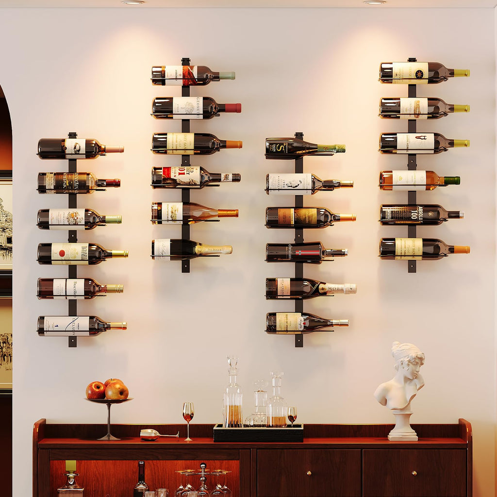 12 Bottle Wall-Mounted Wine Rack, Detachable Storage Organizer Used as One or Four, DIY Wall Hanging Bottle Holder, for Dining Room, Bar, Wine Cellar