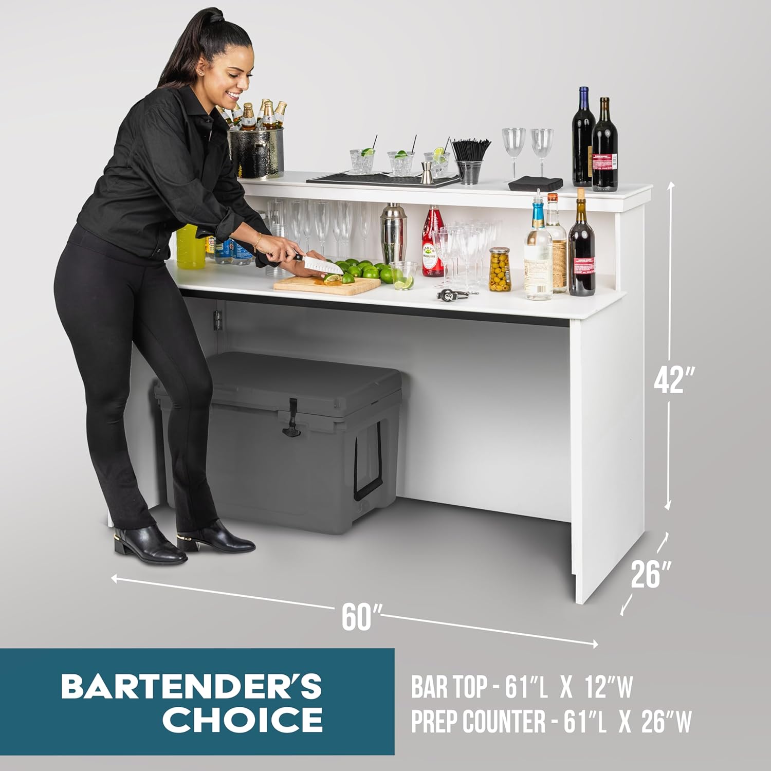 GoBar Elite Portable Bar Table for Events - Foldable Commercial Grade Wood - Pop up Mobile Bartending Station - White or Black
