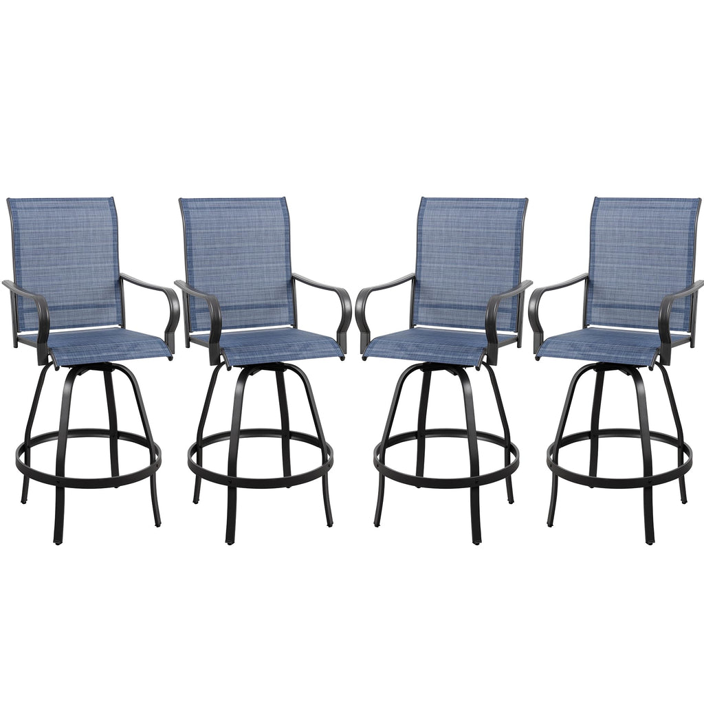 Vongrasig 2 Piece Patio Swivel Bar Chairs, All Weather Metal Textile High Swivel Bar Stools Chairs, Outdoor High Top Bistro Set for Backyard, Lawn Garden, Balcony, Taupe