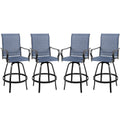Vongrasig 2 Piece Patio Swivel Bar Chairs, All Weather Metal Textile High Swivel Bar Stools Chairs, Outdoor High Top Bistro Set for Backyard, Lawn Garden, Balcony, Taupe