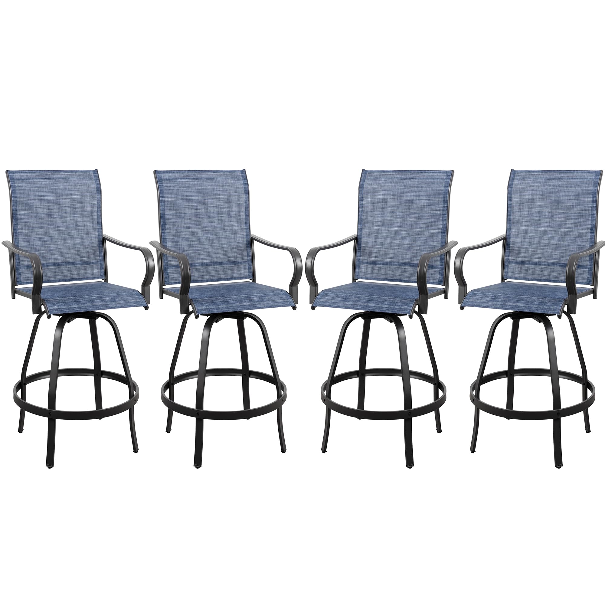 Vongrasig 2 Piece Patio Swivel Bar Chairs, All Weather Metal Textile High Swivel Bar Stools Chairs, Outdoor High Top Bistro Set for Backyard, Lawn Garden, Balcony, Taupe