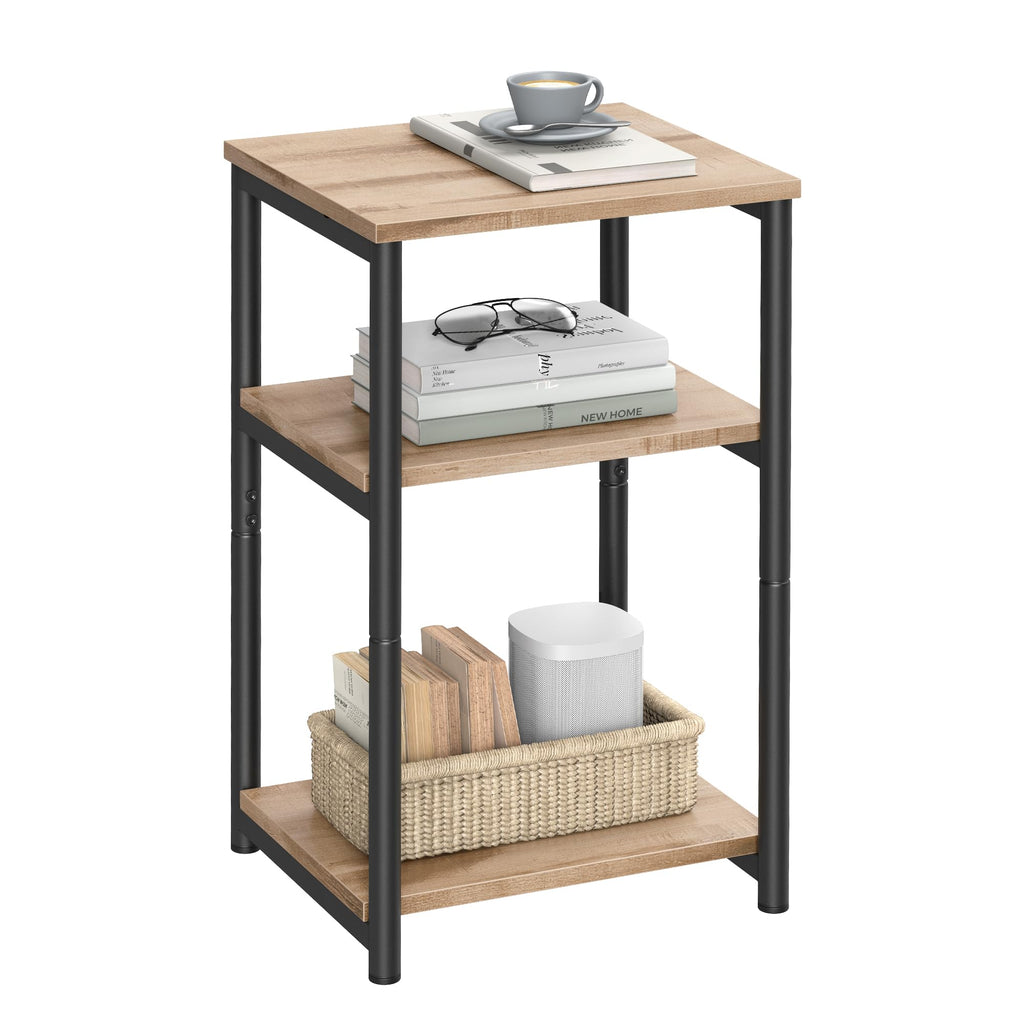 VASAGLE Side Table, Small End Table, Tall Nightstand for Living Room, Bedroom, Office, Bathroom, Greige and Classic Black ULET273B02