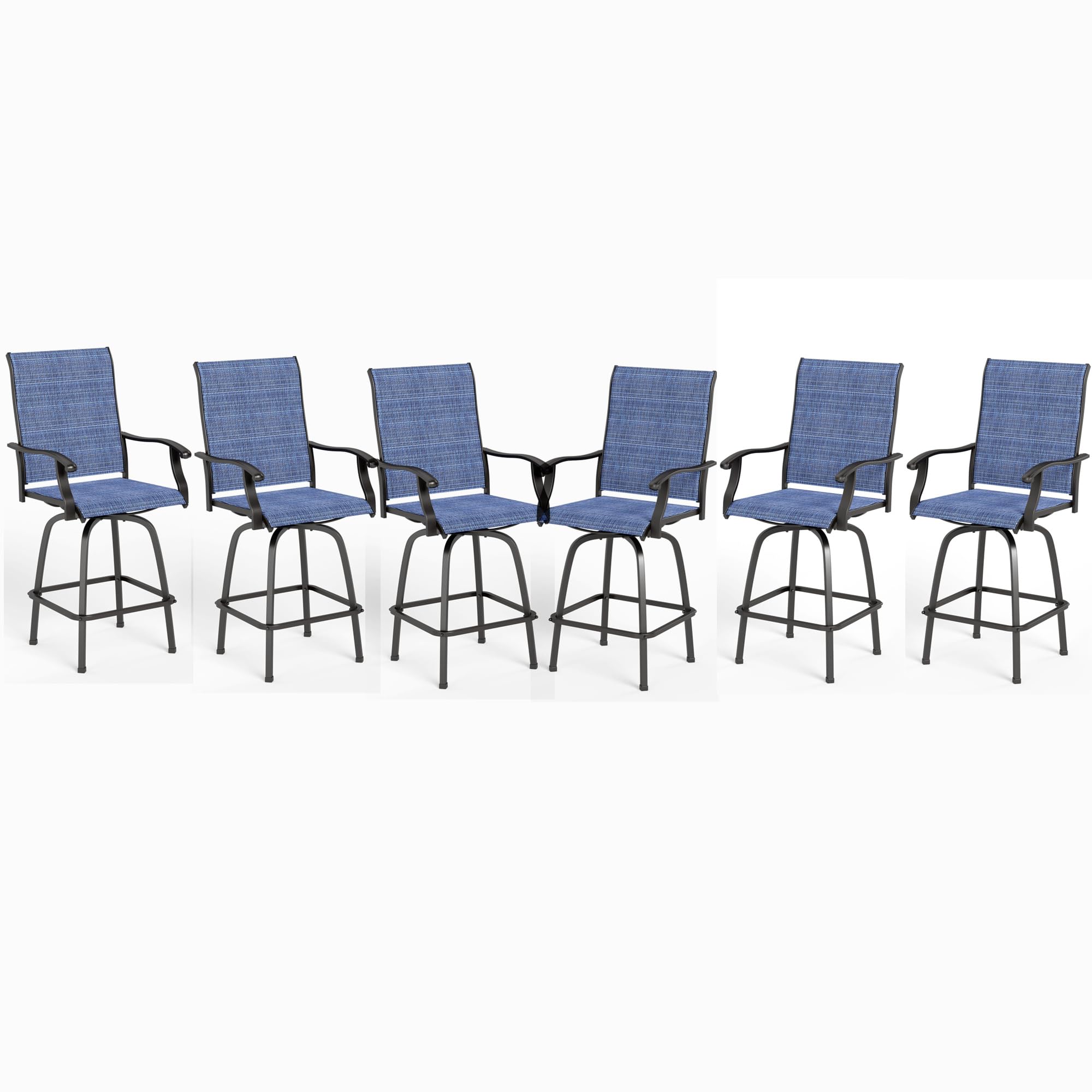 MFSTUDIO Outdoor Bar Stools Set of 4, Swivel Bar Height Patio Chairs Outdoor Barstools High Top Patio Swivel Bar Chairs, Breathable Textilene