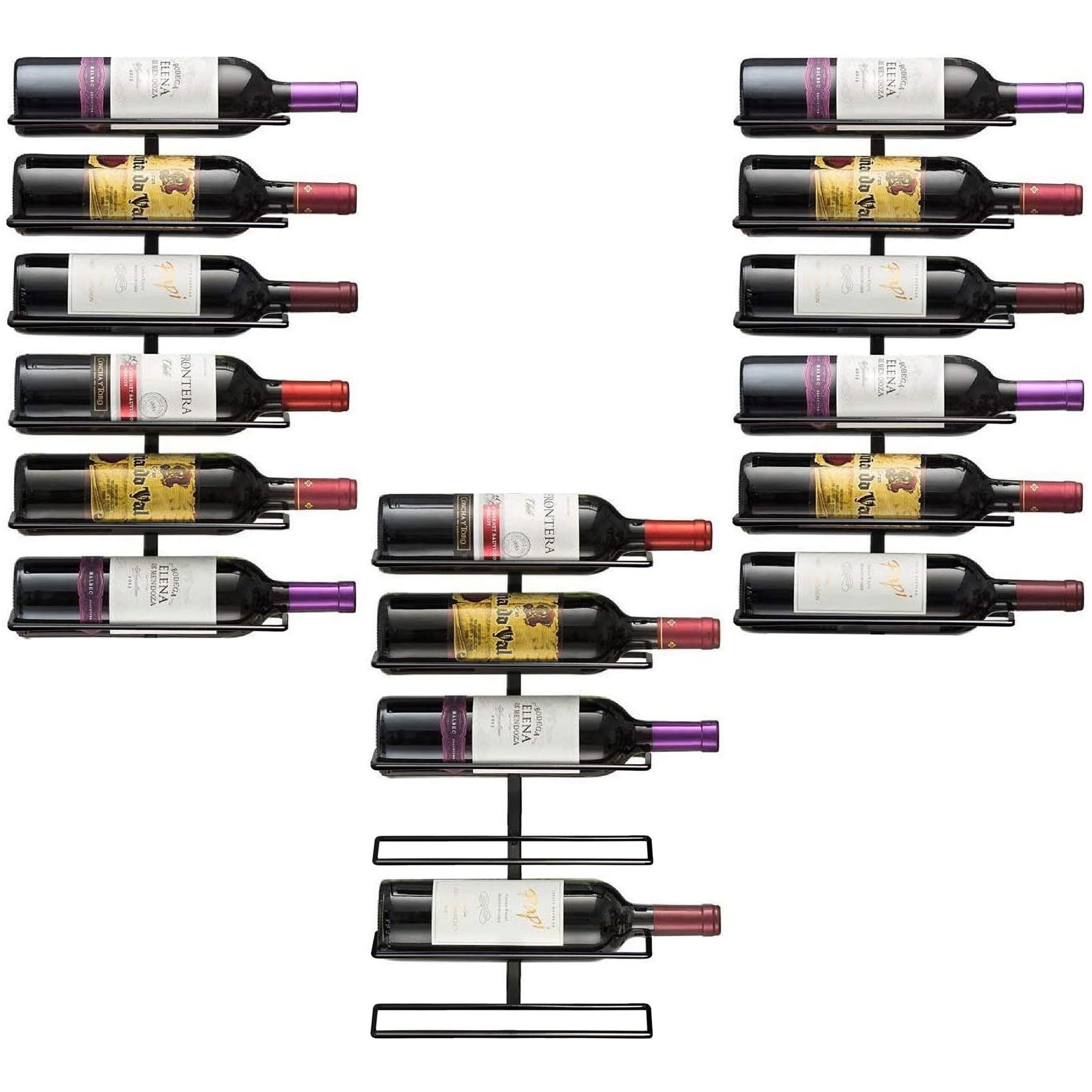 Sorbus Wall Mount Wine Rack – Holds 9 Bottles – Black Metal Wine Bottle Holder for Wall, Modern Wine Rack for Home Bar, Kitchen