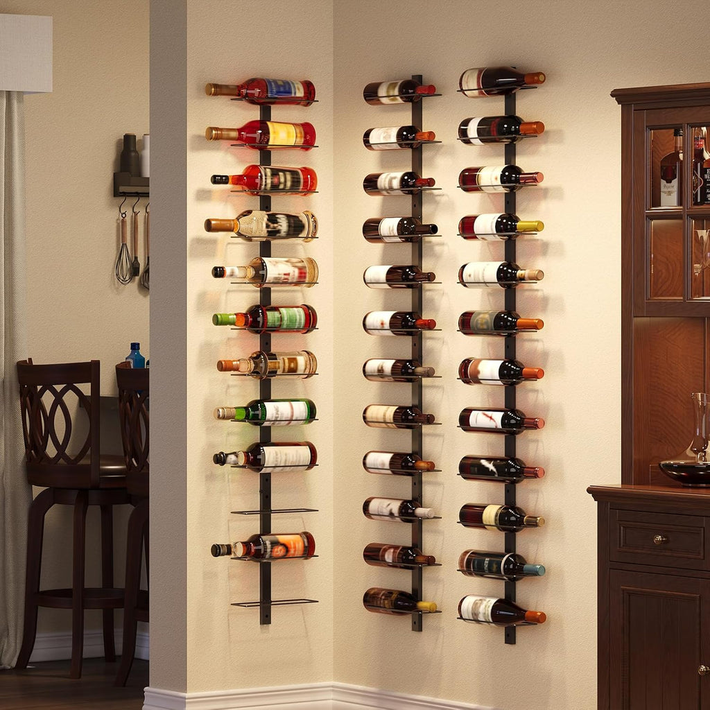 12 Bottle Wall-Mounted Wine Rack, Detachable Storage Organizer Used as One or Four, DIY Wall Hanging Bottle Holder, for Dining Room, Bar, Wine Cellar