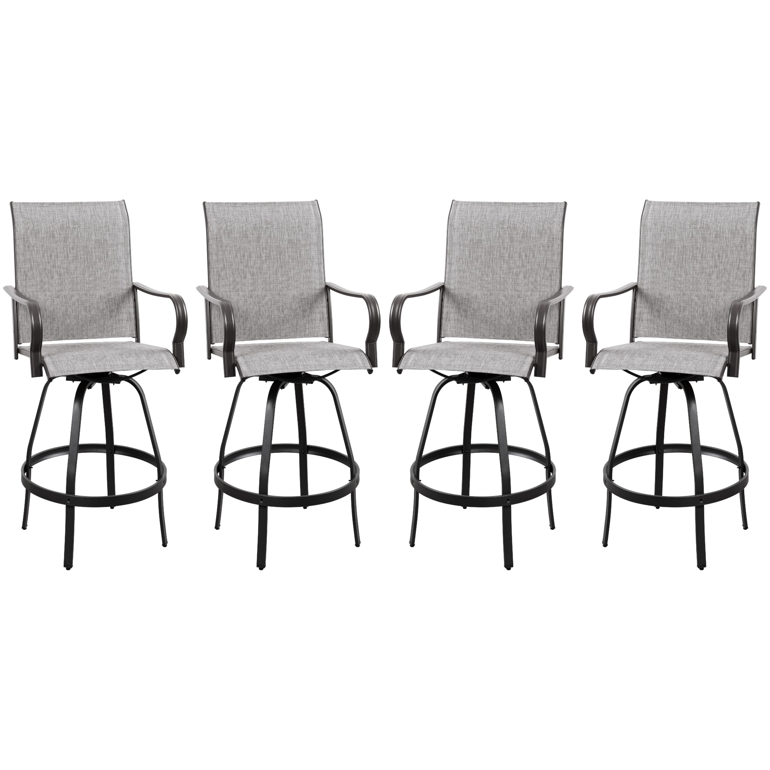 Vongrasig 2 Piece Patio Swivel Bar Chairs, All Weather Metal Textile High Swivel Bar Stools Chairs, Outdoor High Top Bistro Set for Backyard, Lawn Garden, Balcony, Taupe