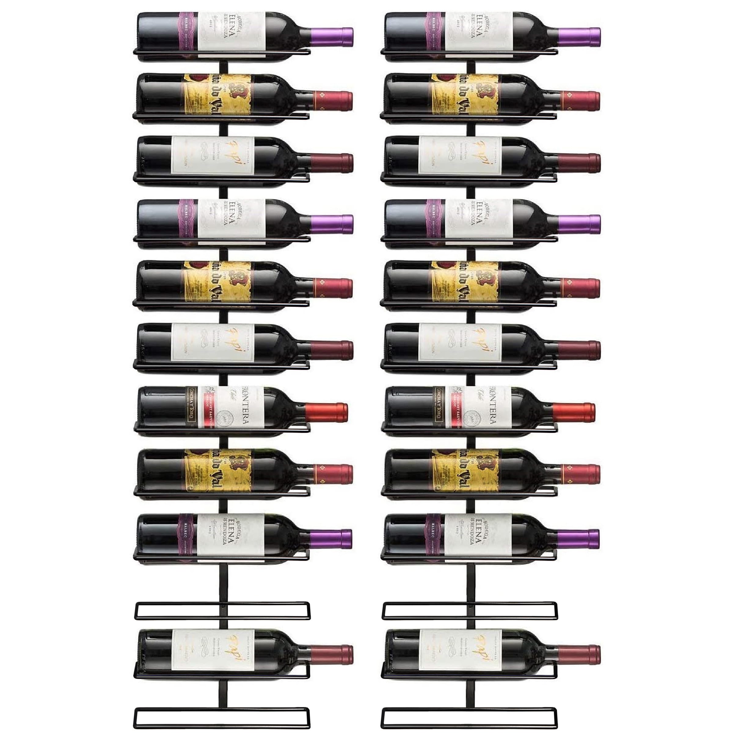 Sorbus Wall Mount Wine Rack – Holds 9 Bottles – Black Metal Wine Bottle Holder for Wall, Modern Wine Rack for Home Bar, Kitchen