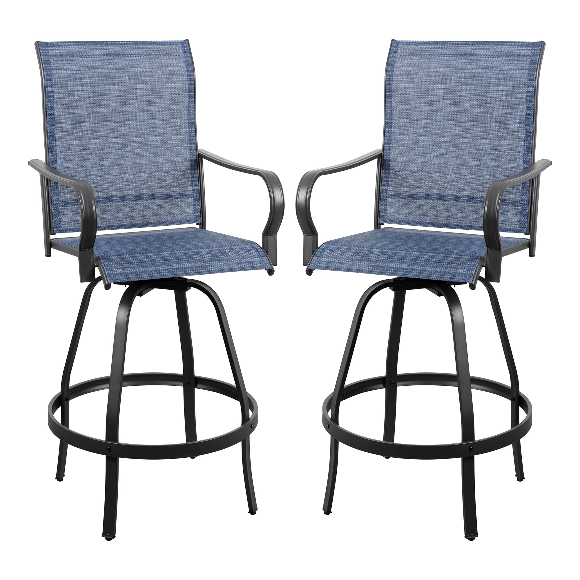 Vongrasig 2 Piece Patio Swivel Bar Chairs, All Weather Metal Textile High Swivel Bar Stools Chairs, Outdoor High Top Bistro Set for Backyard, Lawn Garden, Balcony, Taupe
