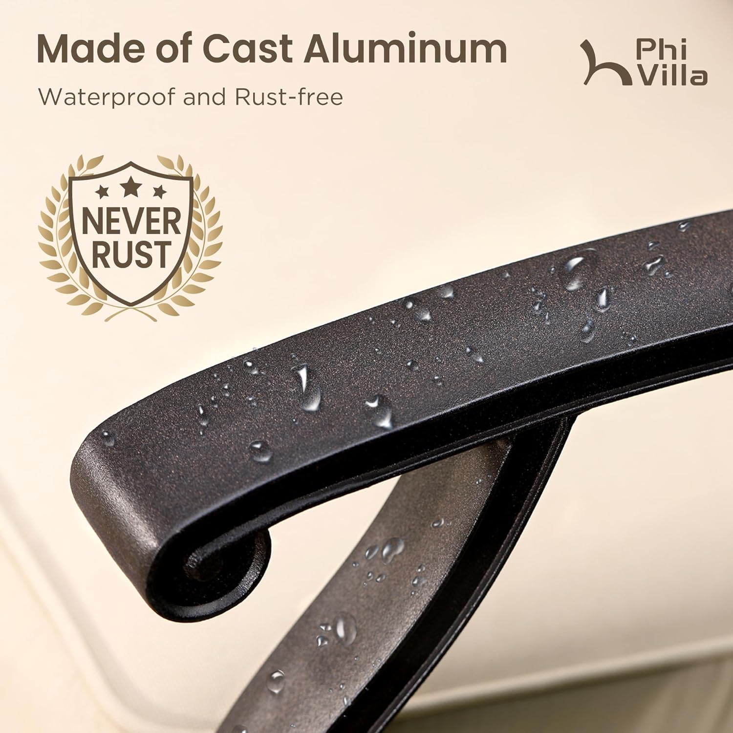 PHI VILLA Outdoor Swivel Bar Stools Set of 4, Cast Aluminum Patio Pub Height Bar Stool & Chairs with Seat Cushion