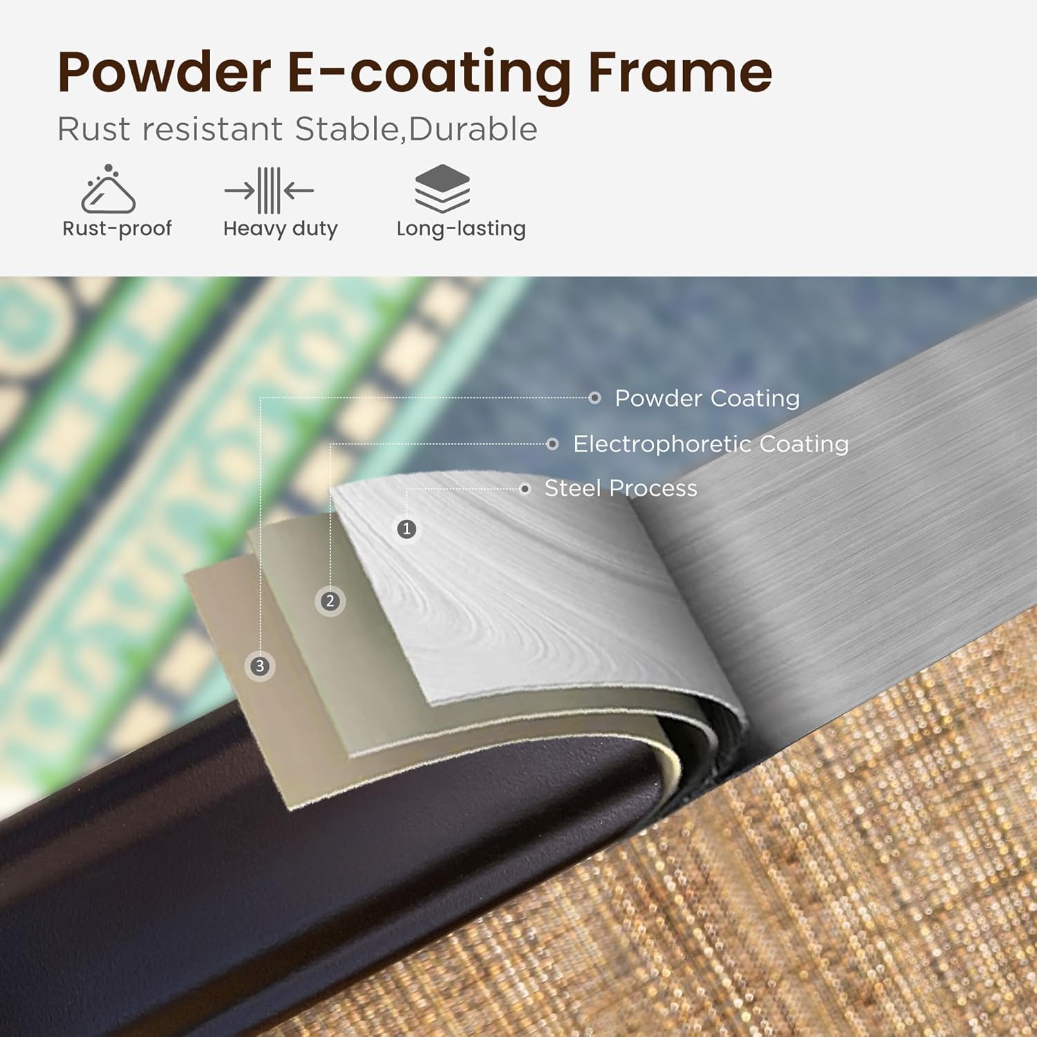 PHI Villa Outdoor Swivel Bar Stools Set of 4, Counter Height Patio Chairs with Waterproof Textile Fabric Brown, Rustproof Metal Frame & Circular Footrest for Poolside, Garden, Yard