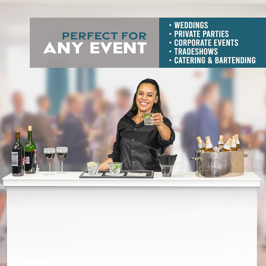 GoBar Elite Portable Bar Table for Events - Foldable Commercial Grade Wood - Pop up Mobile Bartending Station - White or Black