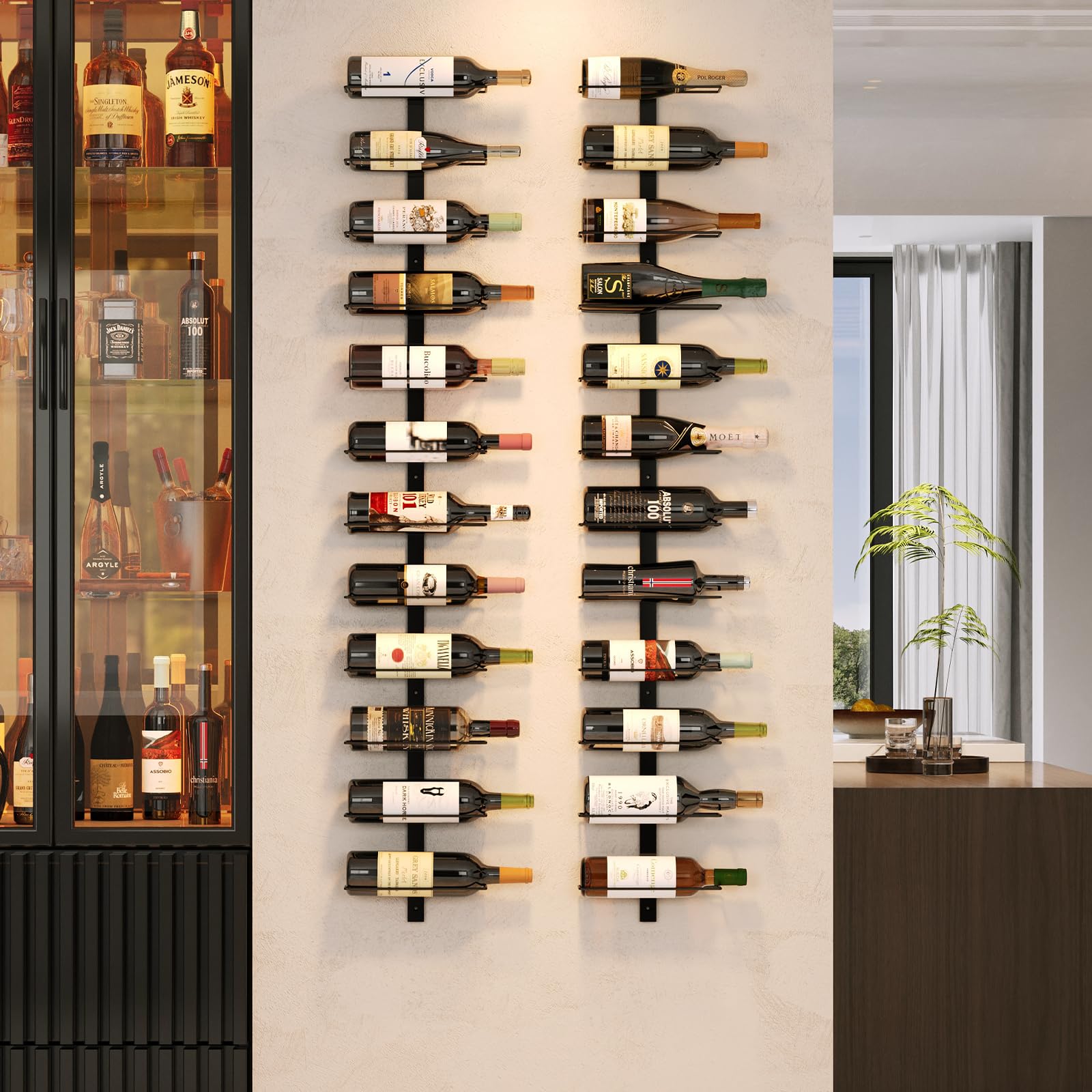 12 Bottle Wall-Mounted Wine Rack, Detachable Storage Organizer Used as One or Four, DIY Wall Hanging Bottle Holder, for Dining Room, Bar, Wine Cellar