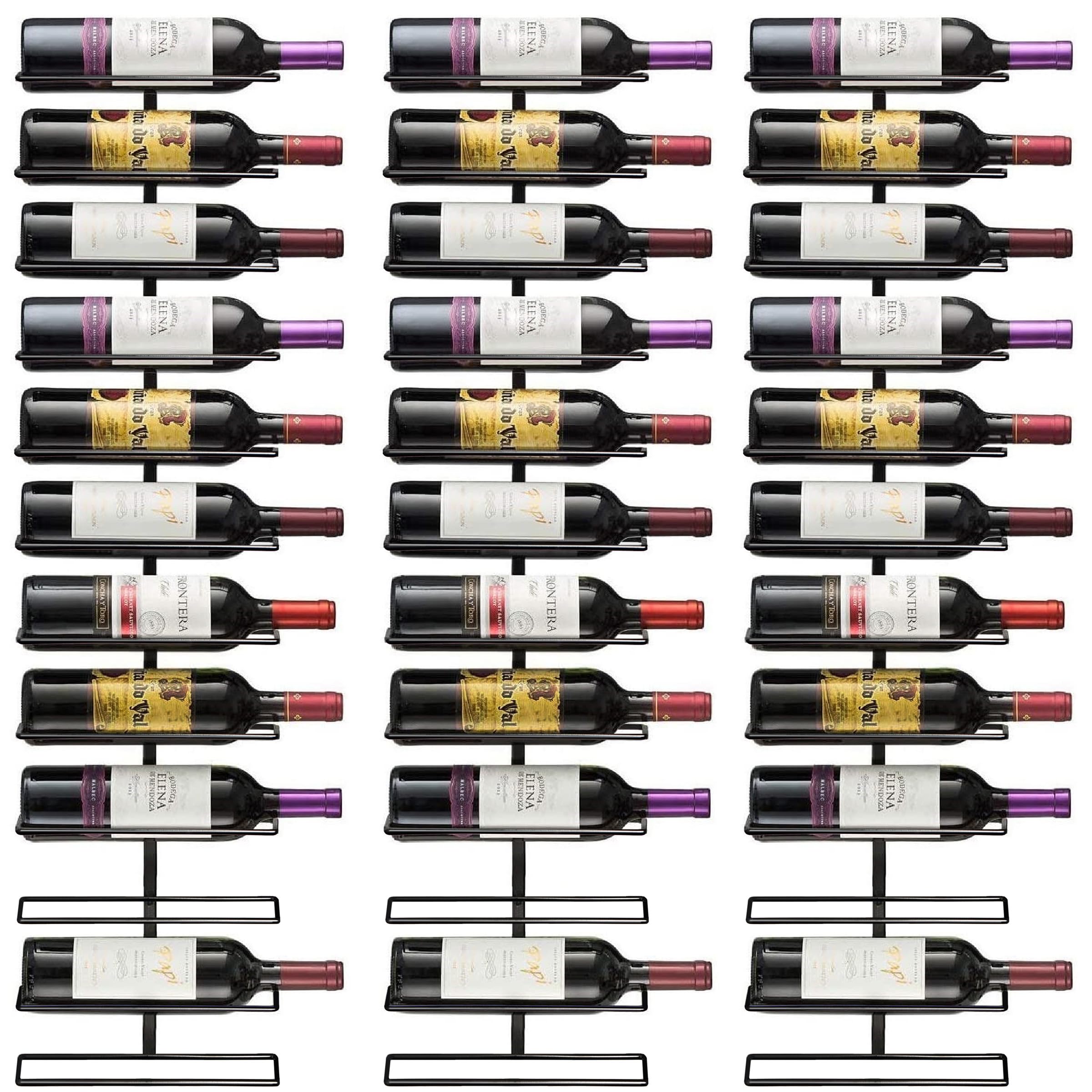 Sorbus Wall Mount Wine Rack – Holds 9 Bottles – Black Metal Wine Bottle Holder for Wall, Modern Wine Rack for Home Bar, Kitchen