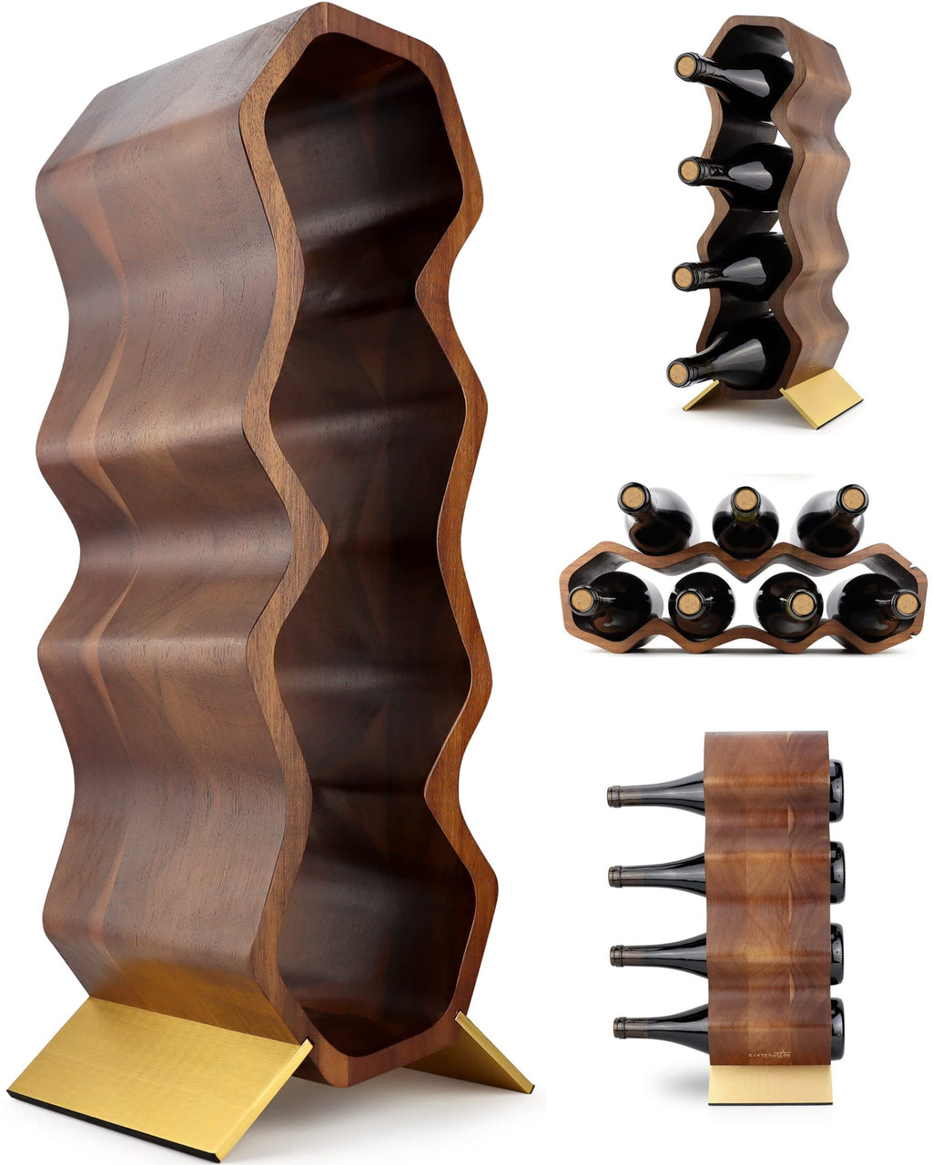 Gusto Nostro Countertop Wine Rack - 14 Bottle Freestanding Modern Black Metal Small - 3 Tier Tabletop Wine Holder Stand for Cabinet, Pantry - Wine Racks Countertop - No Assembly Required