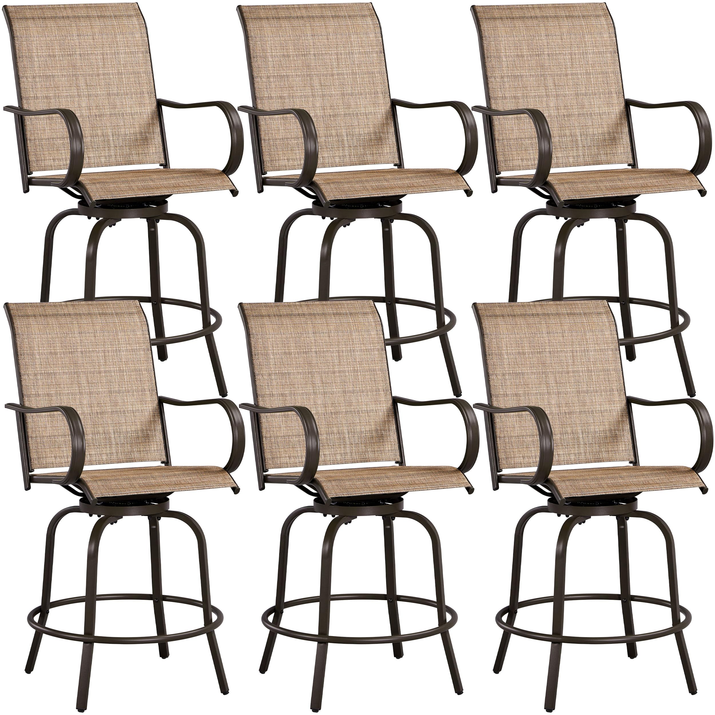 Yaheetech Patio Swivel Bar Stools Outdoor Chairs Set of 2 Outdoor High Bistro Stools Outdoor Furniture, All-Weather Patio Stools for Outside, Beach, Lawn, Poolside and Garden, Black/Brown