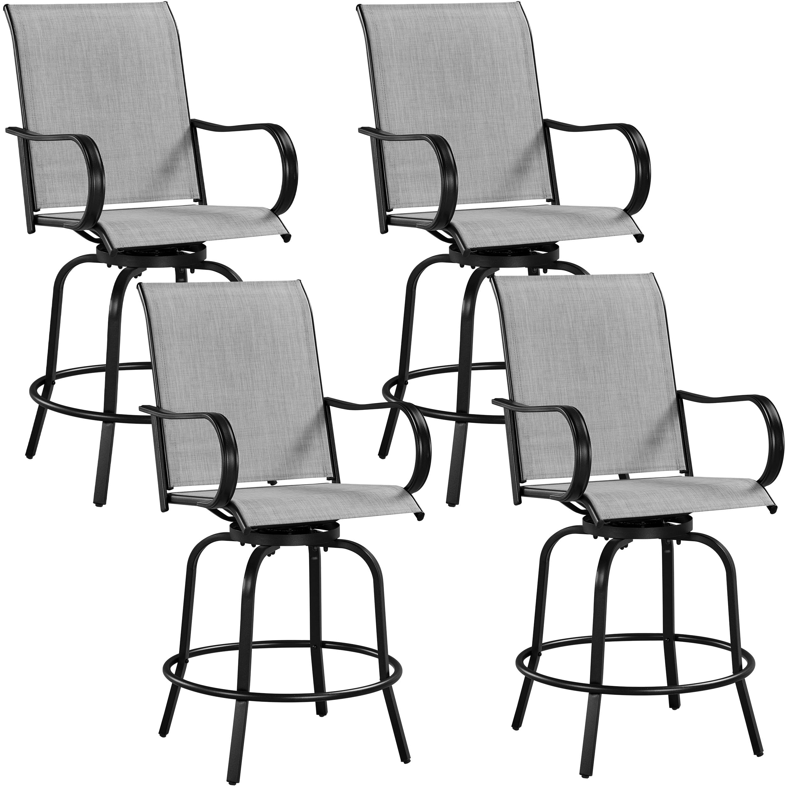 Yaheetech Patio Swivel Bar Stools Outdoor Chairs Set of 2 Outdoor High Bistro Stools Outdoor Furniture, All-Weather Patio Stools for Outside, Beach, Lawn, Poolside and Garden, Black/Brown