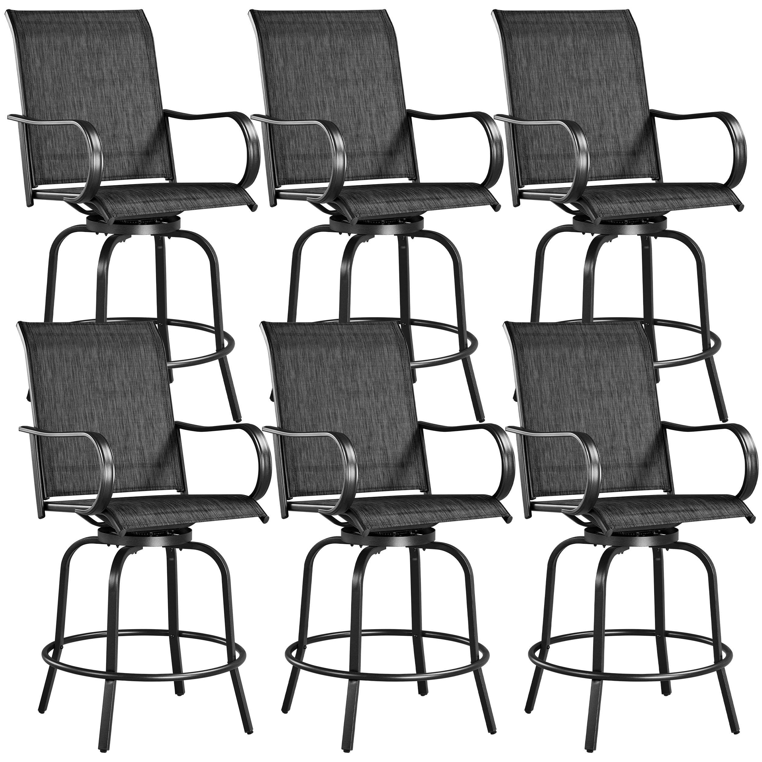 Yaheetech Patio Swivel Bar Stools Outdoor Chairs Set of 2 Outdoor High Bistro Stools Outdoor Furniture, All-Weather Patio Stools for Outside, Beach, Lawn, Poolside and Garden, Black/Brown