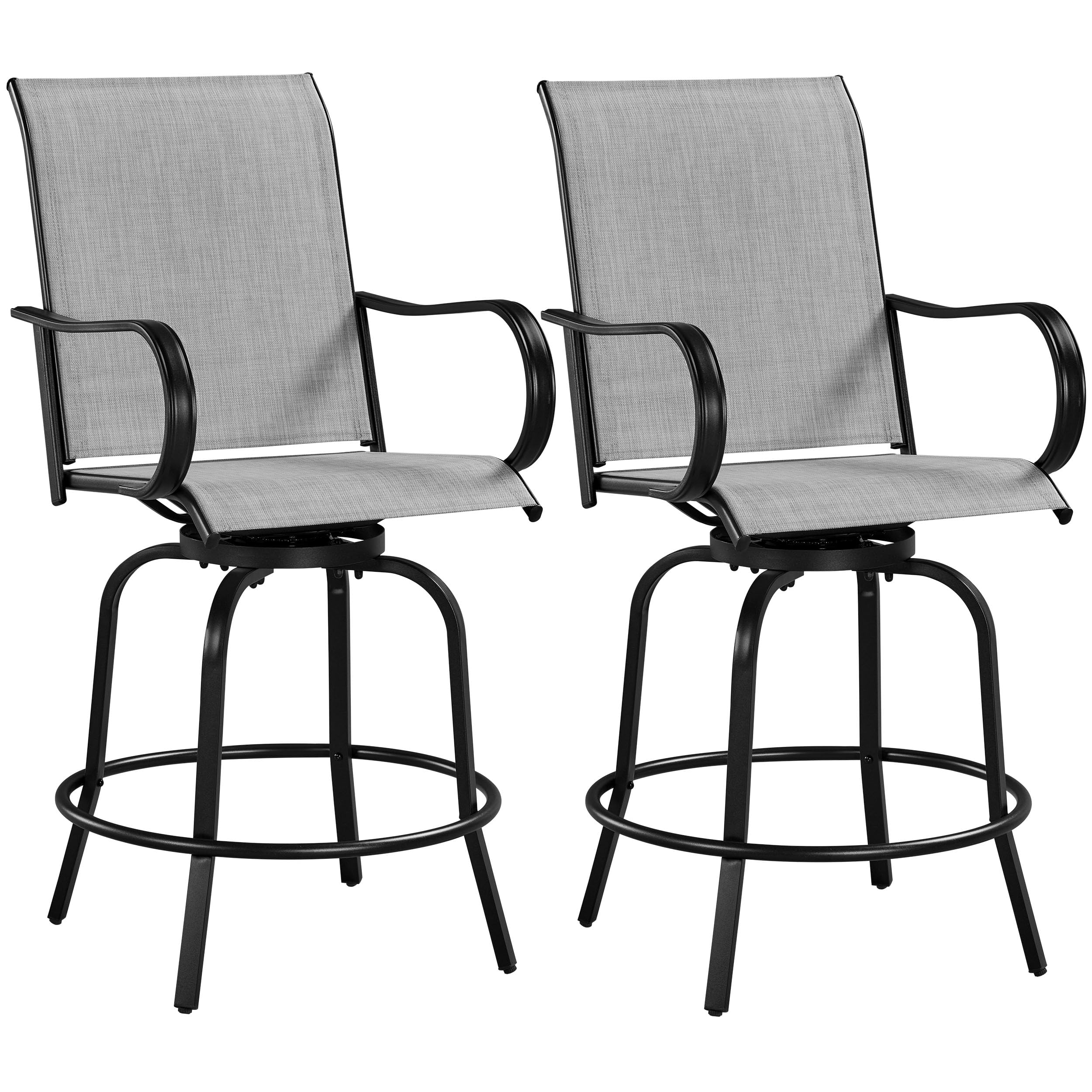Yaheetech Patio Swivel Bar Stools Outdoor Chairs Set of 2 Outdoor High Bistro Stools Outdoor Furniture, All-Weather Patio Stools for Outside, Beach, Lawn, Poolside and Garden, Black/Brown