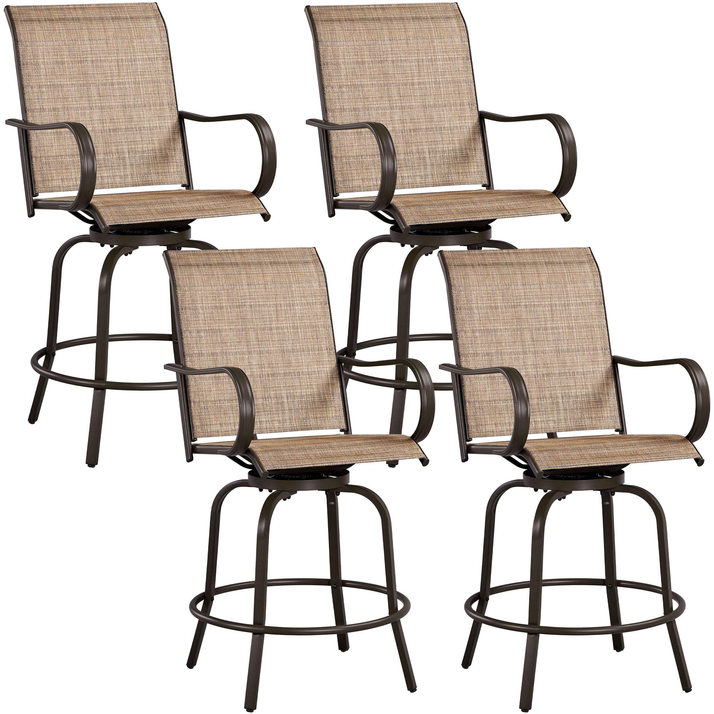 Yaheetech Patio Swivel Bar Stools Outdoor Chairs Set of 2 Outdoor High Bistro Stools Outdoor Furniture, All-Weather Patio Stools for Outside, Beach, Lawn, Poolside and Garden, Black/Brown