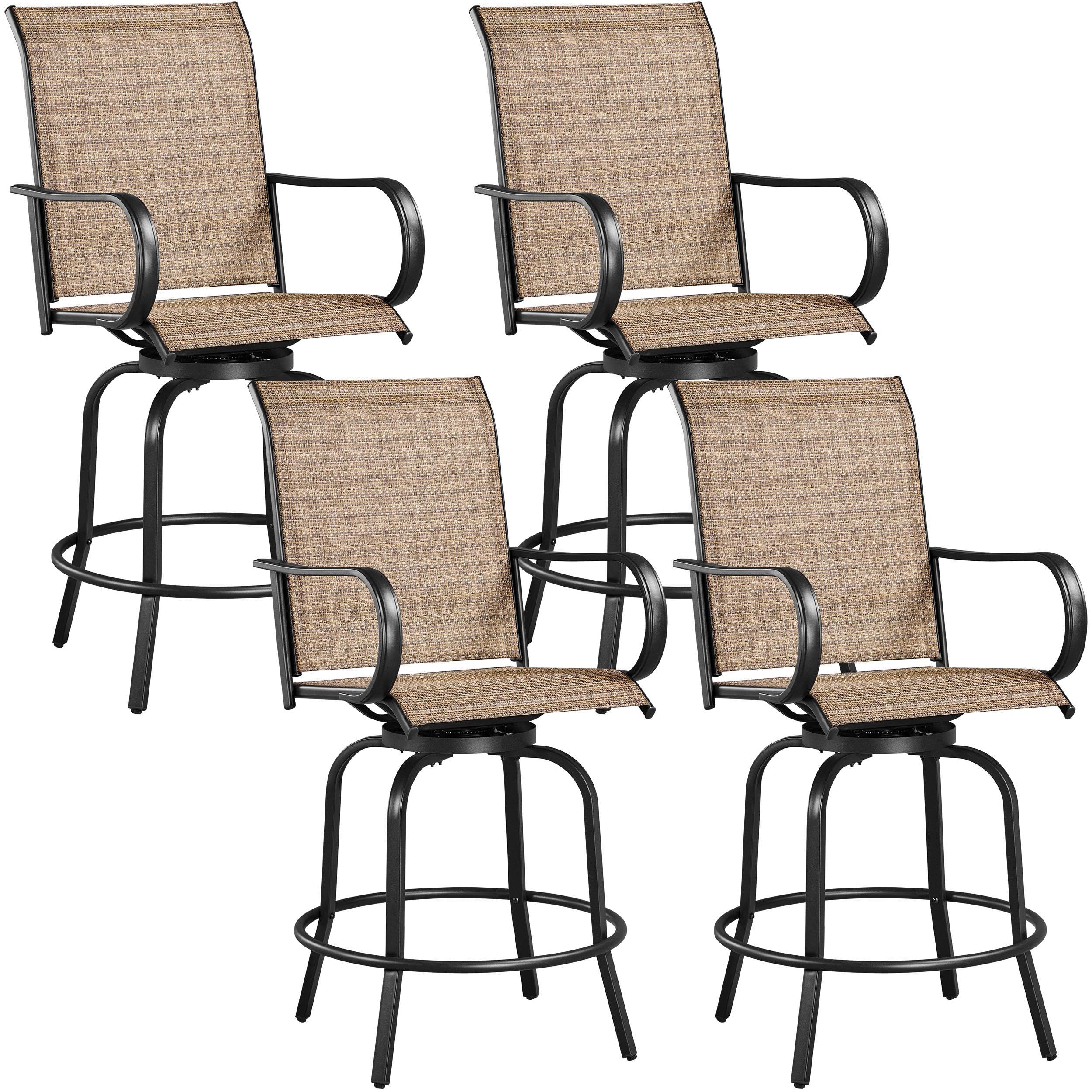 Yaheetech Patio Swivel Bar Stools Outdoor Chairs Set of 2 Outdoor High Bistro Stools Outdoor Furniture, All-Weather Patio Stools for Outside, Beach, Lawn, Poolside and Garden, Black/Brown