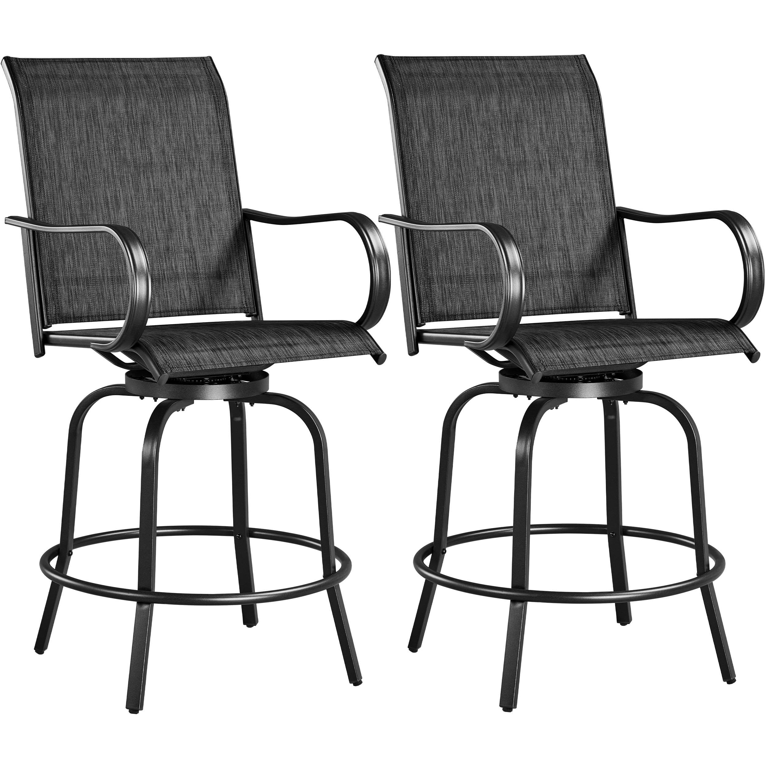 Yaheetech Patio Swivel Bar Stools Outdoor Chairs Set of 2 Outdoor High Bistro Stools Outdoor Furniture, All-Weather Patio Stools for Outside, Beach, Lawn, Poolside and Garden, Black/Brown