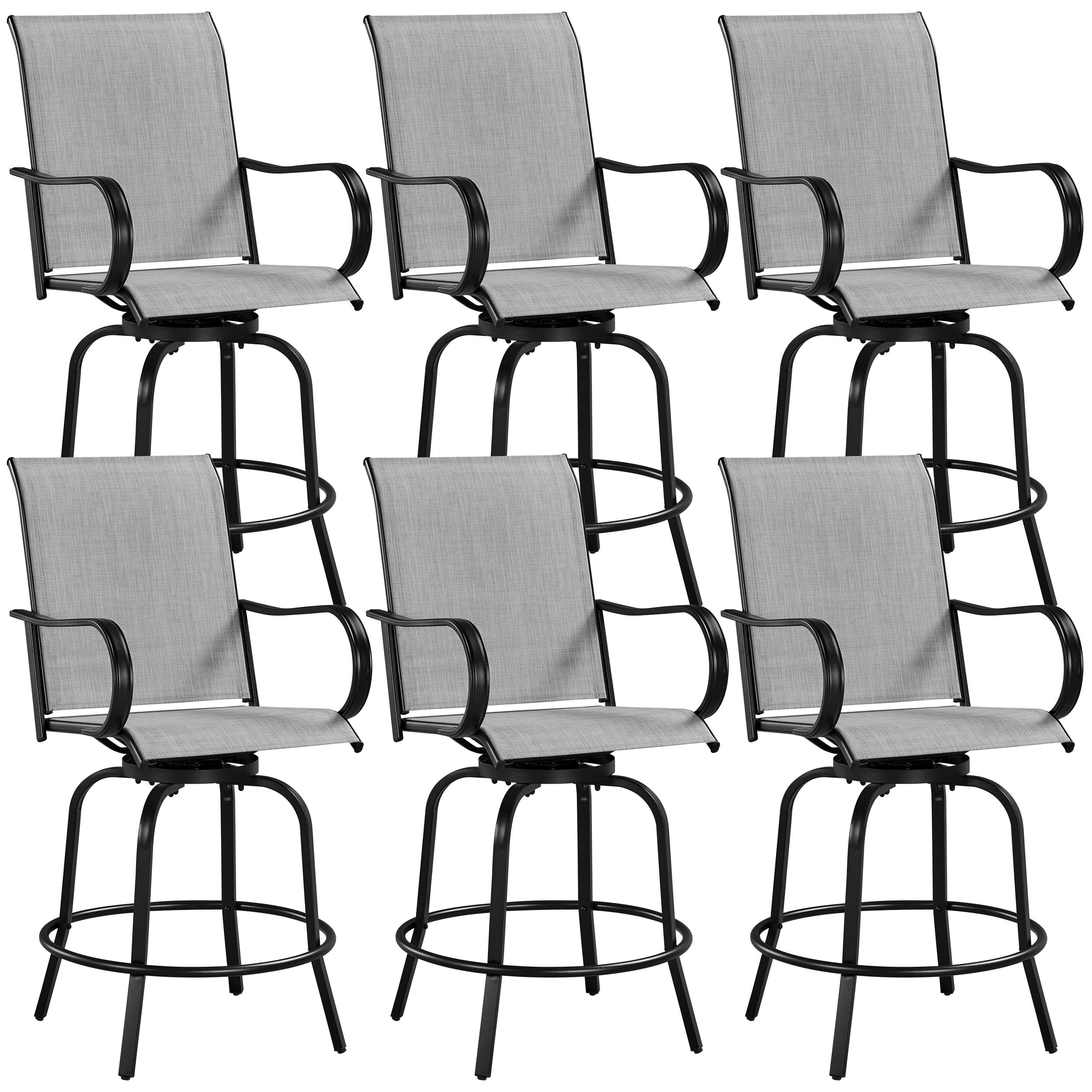 Yaheetech Patio Swivel Bar Stools Outdoor Chairs Set of 2 Outdoor High Bistro Stools Outdoor Furniture, All-Weather Patio Stools for Outside, Beach, Lawn, Poolside and Garden, Black/Brown