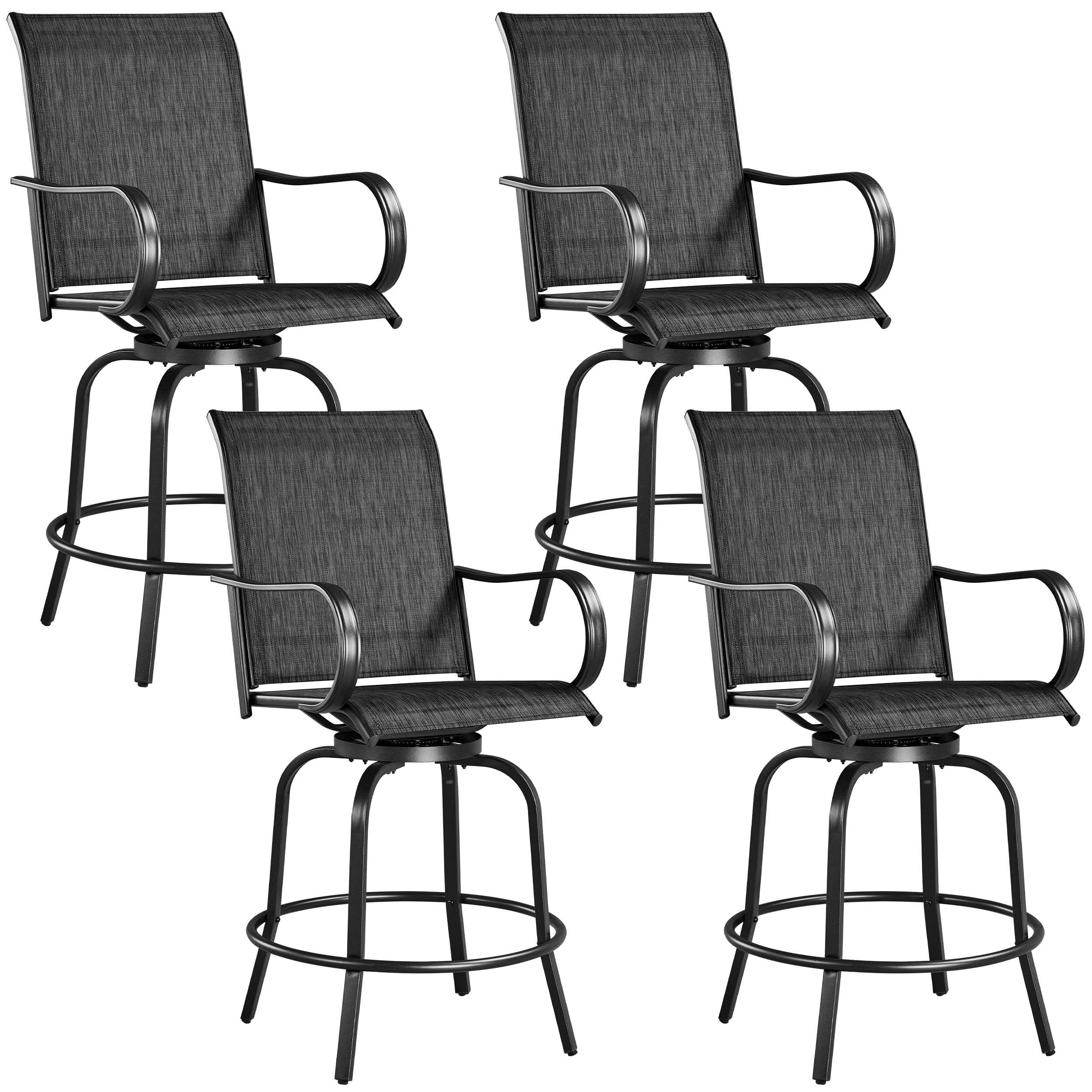 Yaheetech Patio Swivel Bar Stools Outdoor Chairs Set of 2 Outdoor High Bistro Stools Outdoor Furniture, All-Weather Patio Stools for Outside, Beach, Lawn, Poolside and Garden, Black/Brown